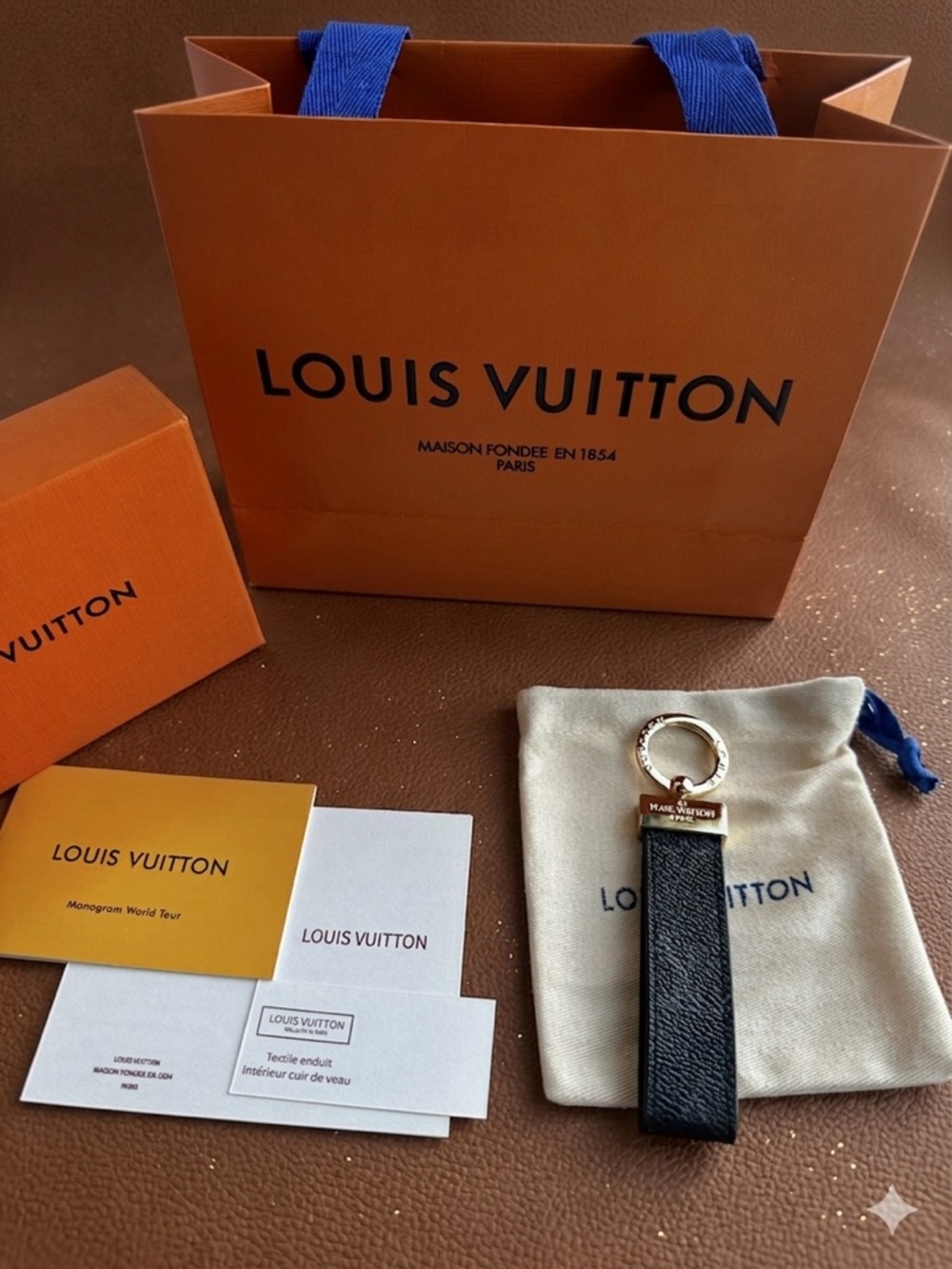Louis Vuitton Black and Gold Leather Key Holder